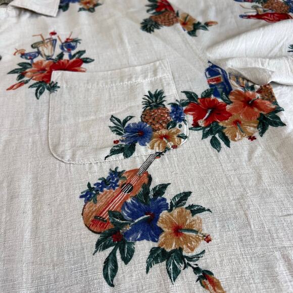 Batik Bay Men's Silk Hawaiian Shirt Size Medium Pineapple Floral Tropical - Picture 5 of 6